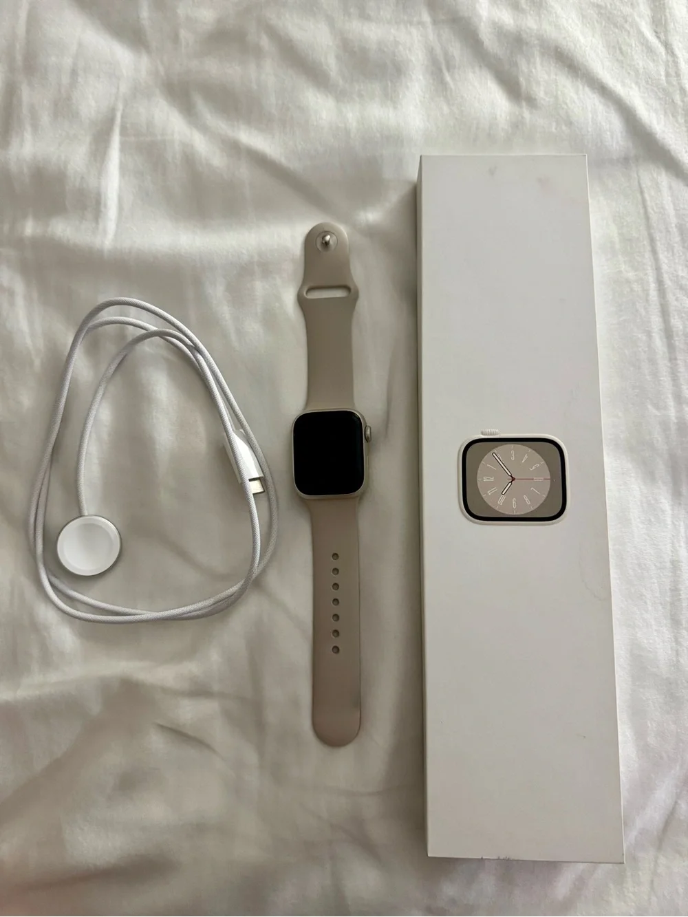 Apple Watch Series 8, 41mm with Sand/Beige Silicone Apple Band
